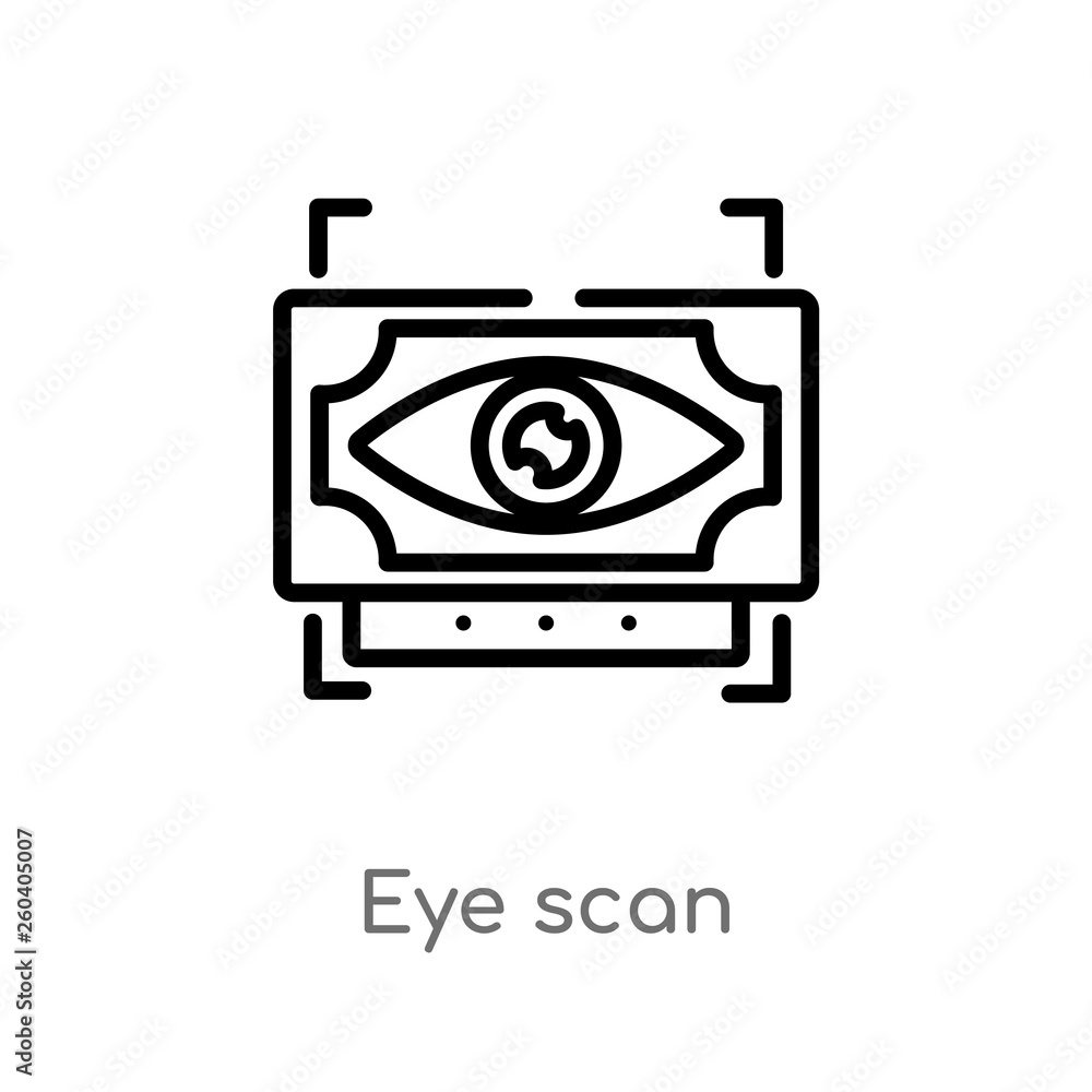 Poster outline eye scan vector icon. isolated black simple line element illustration from future technology