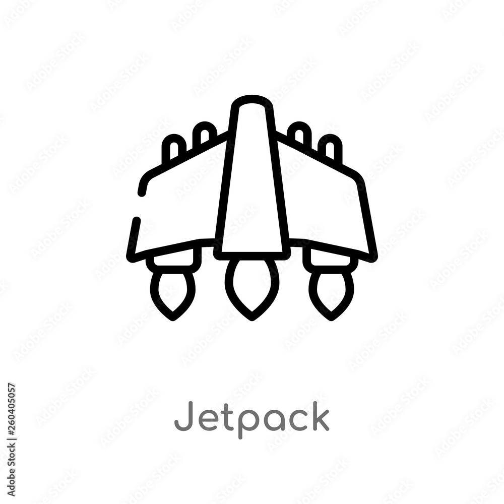 Poster outline jetpack vector icon. isolated black simple line element illustration from future technology 