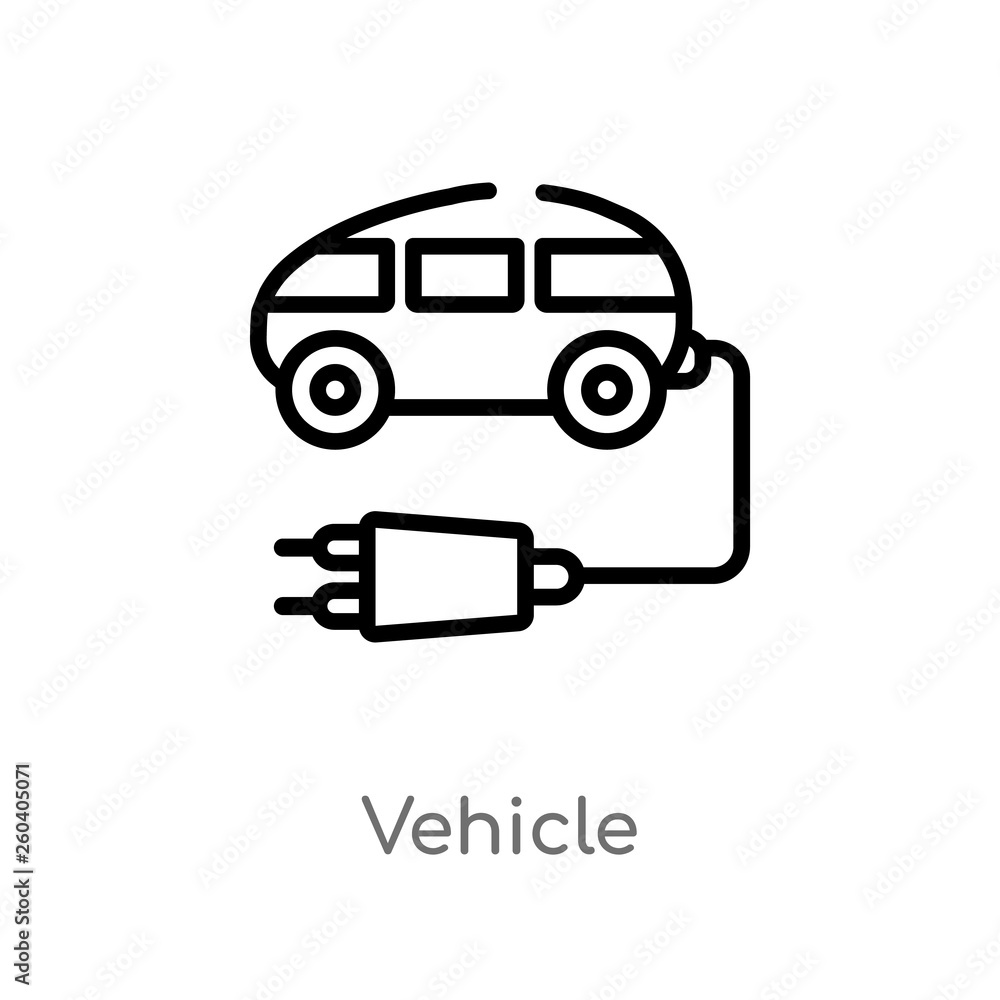 Poster outline vehicle vector icon. isolated black simple line element illustration from future technology 
