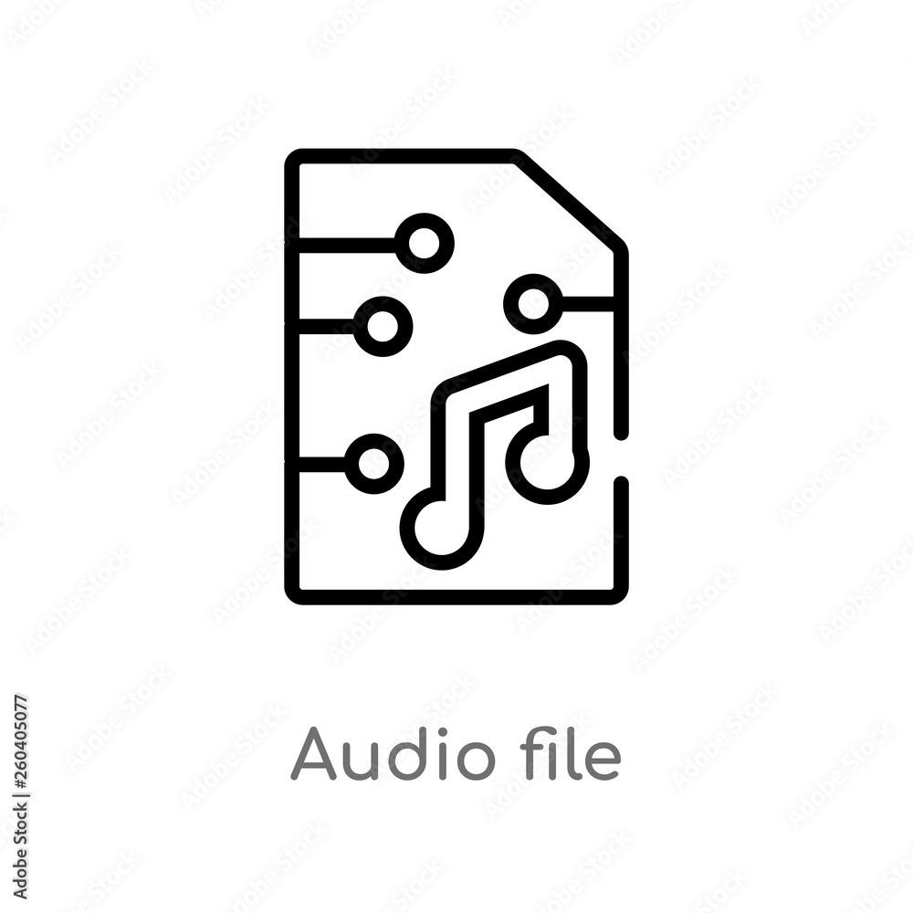 Aufkleber outline audio file vector icon. isolated black simple line element illustration from future technology concept. editable vector stroke audio file icon on white background