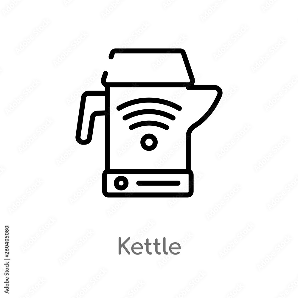 Poster outline kettle vector icon. isolated black simple line element illustration from future technology c