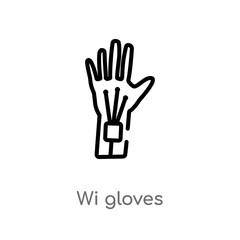 Fototapeta na wymiar outline wi gloves vector icon. isolated black simple line element illustration from future technology concept. editable vector stroke wi gloves icon on white background