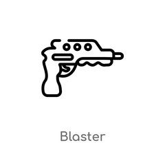 outline blaster vector icon. isolated black simple line element illustration from future technology concept. editable vector stroke blaster icon on white background