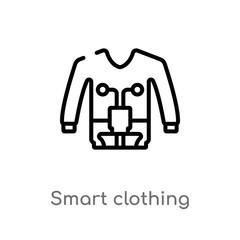 outline smart clothing vector icon. isolated black simple line element illustration from future technology concept. editable vector stroke smart clothing icon on white background