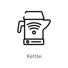 outline kettle vector icon. isolated black simple line element illustration from future technology concept. editable vector stroke kettle icon on white background
