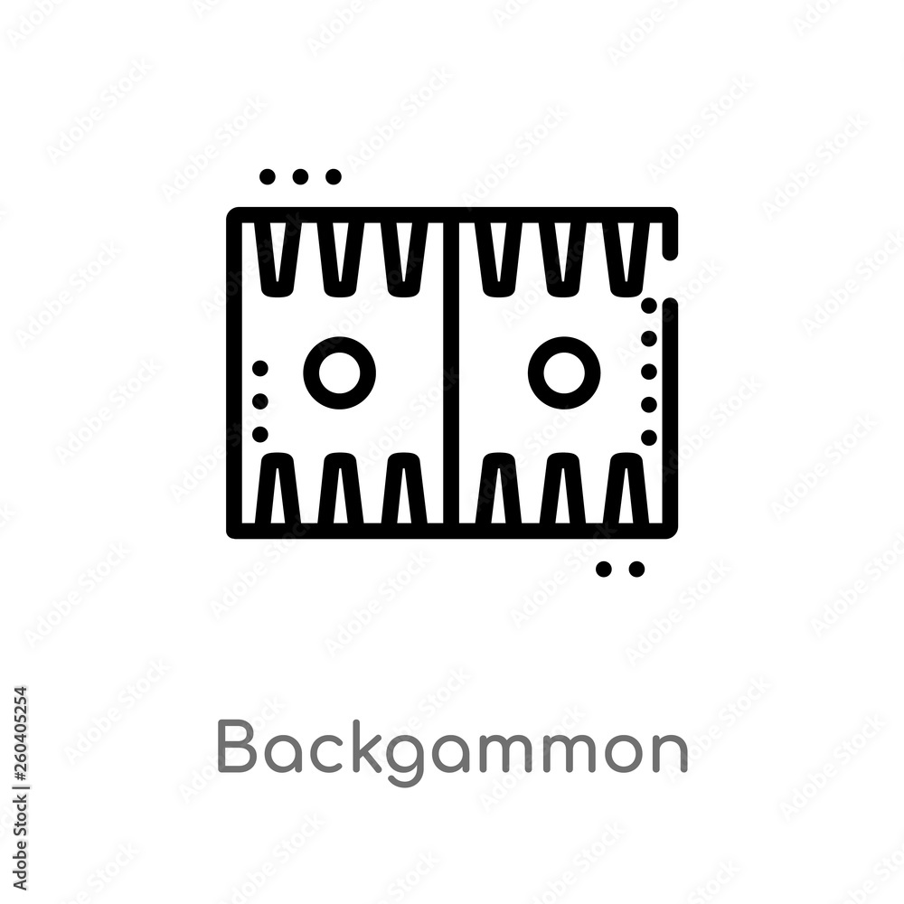 Poster outline backgammon vector icon. isolated black simple line element illustration from gaming concept.
