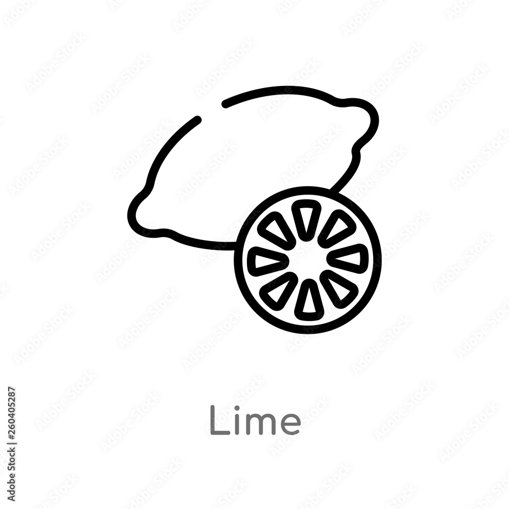 Poster outline lime vector icon. isolated black simple line element illustration from gastronomy concept. e