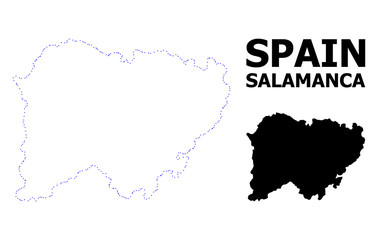 Vector Contour Dotted Map of Salamanca Province with Caption