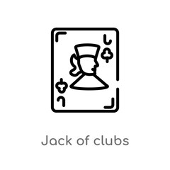 outline jack of clubs vector icon. isolated black simple line element illustration from gaming concept. editable vector stroke jack of clubs icon on white background
