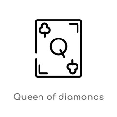 outline queen of diamonds vector icon. isolated black simple line element illustration from gaming concept. editable vector stroke queen of diamonds icon on white background