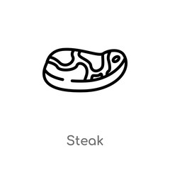 outline steak vector icon. isolated black simple line element illustration from gastronomy concept. editable vector stroke steak icon on white background