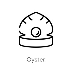 outline oyster vector icon. isolated black simple line element illustration from gastronomy concept. editable vector stroke oyster icon on white background