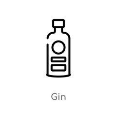 outline gin vector icon. isolated black simple line element illustration from gastronomy concept. editable vector stroke gin icon on white background
