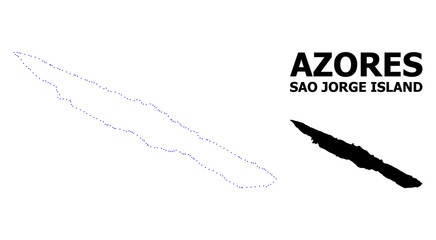 Vector Contour Dotted Map of Sao Jorge Island with Caption
