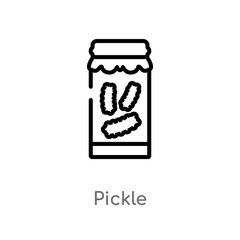 outline pickle vector icon. isolated black simple line element illustration from gastronomy concept. editable vector stroke pickle icon on white background