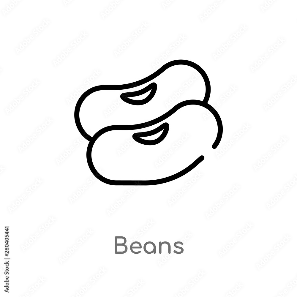 Poster outline beans vector icon. isolated black simple line element illustration from gastronomy concept. 