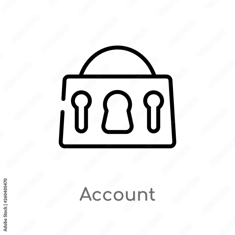 Poster outline account vector icon. isolated black simple line element illustration from gdpr concept. edit