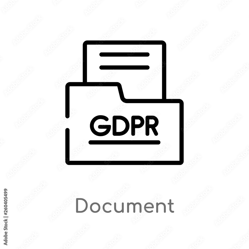 Aufkleber outline document vector icon. isolated black simple line element illustration from gdpr concept. edi