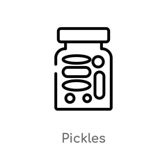 outline pickles vector icon. isolated black simple line element illustration from gastronomy concept. editable vector stroke pickles icon on white background