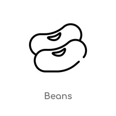 outline beans vector icon. isolated black simple line element illustration from gastronomy concept. editable vector stroke beans icon on white background
