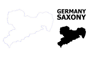 Fototapeta premium Vector Contour Dotted Map of Saxony State with Name