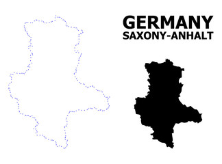 Vector Contour Dotted Map of Saxony-Anhalt State with Caption