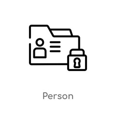 outline person vector icon. isolated black simple line element illustration from gdpr concept. editable vector stroke person icon on white background