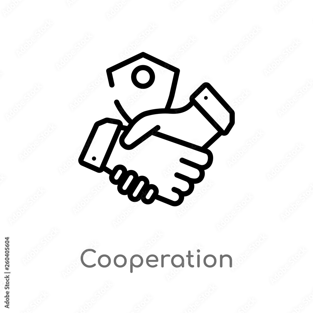 Aufkleber outline cooperation vector icon. isolated black simple line element illustration from gdpr concept. 