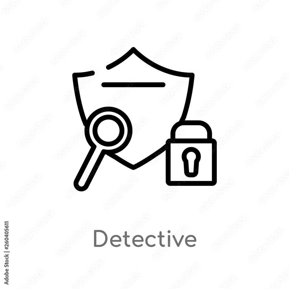 Poster outline detective vector icon. isolated black simple line element illustration from gdpr concept. ed