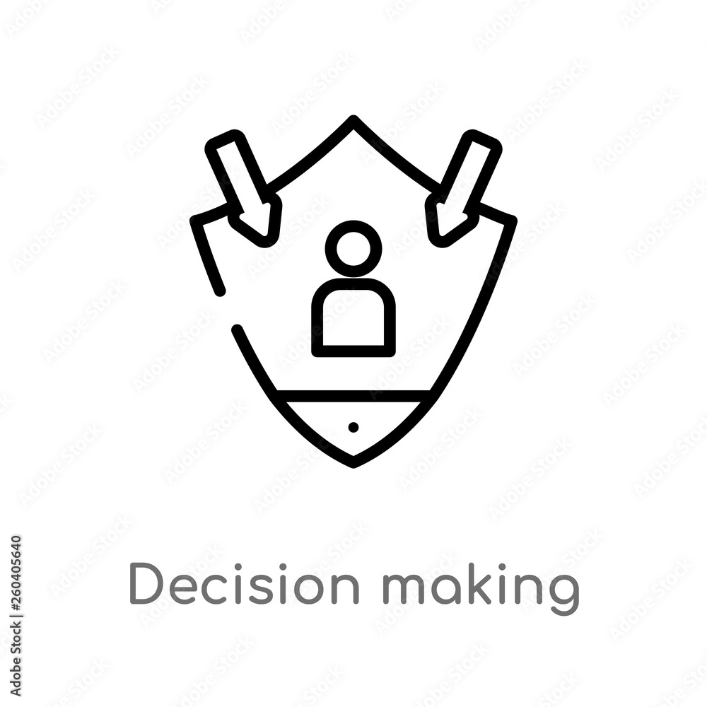 Poster outline decision making vector icon. isolated black simple line element illustration from gdpr conce