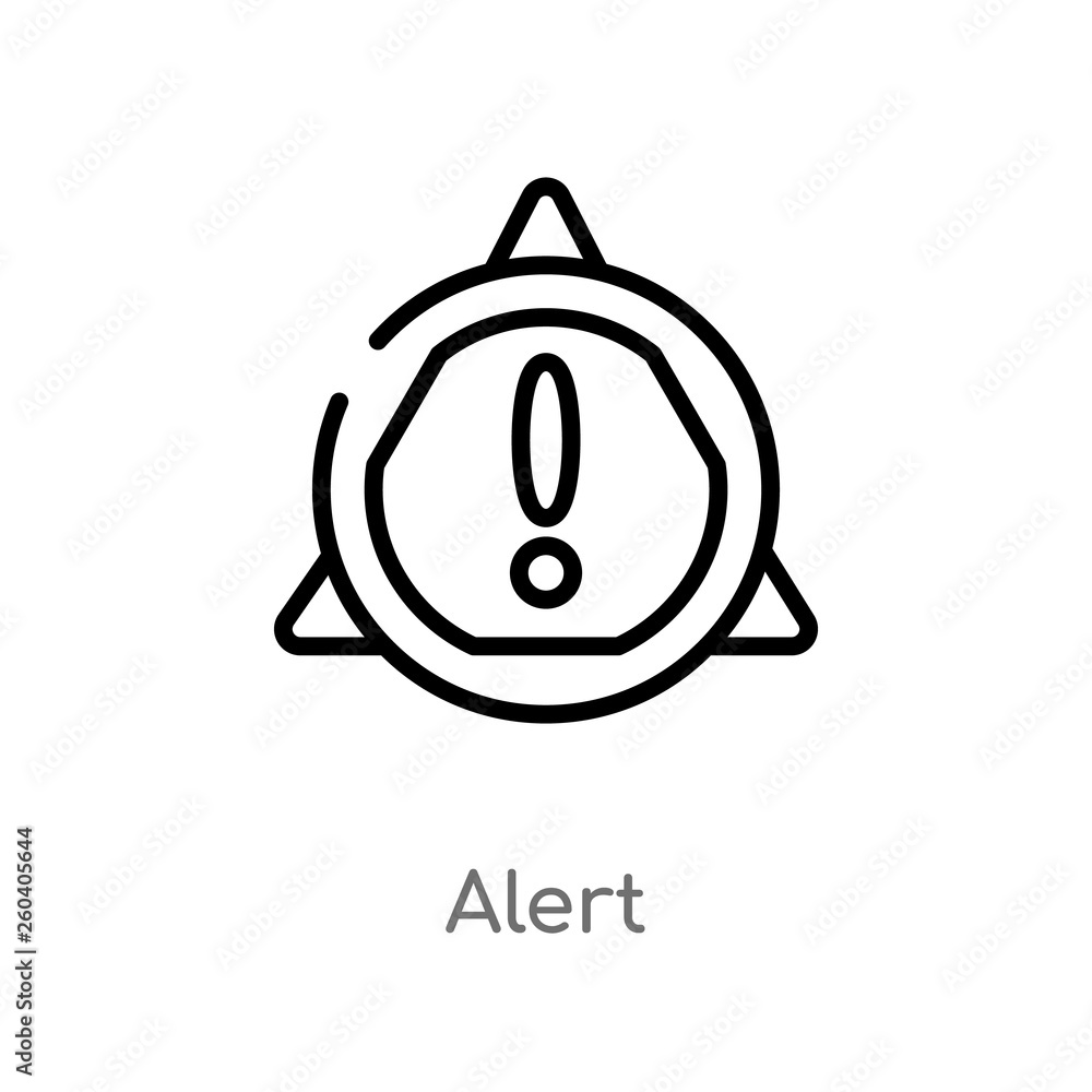 Poster outline alert vector icon. isolated black simple line element illustration from gdpr concept. editab