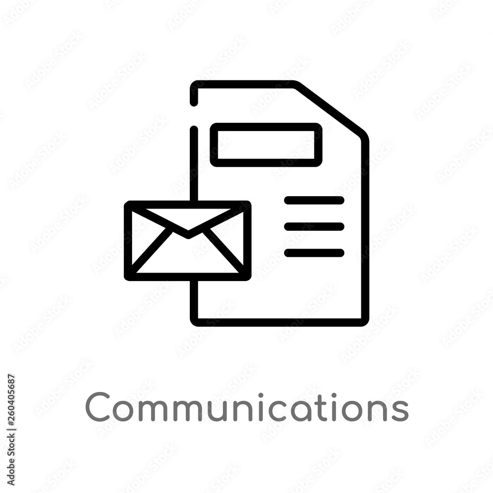 Poster outline communications vector icon. isolated black simple line element illustration from gdpr concep