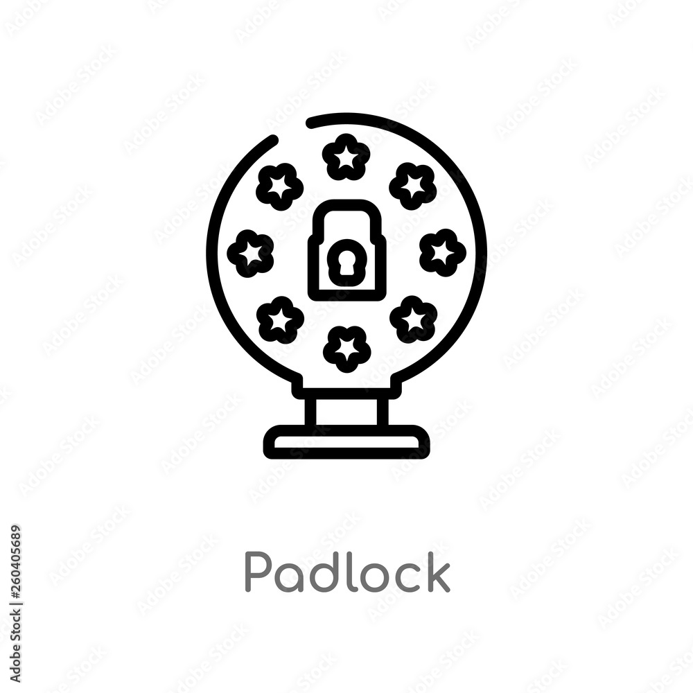 Poster outline padlock vector icon. isolated black simple line element illustration from gdpr concept. edit