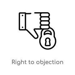 outline right to objection vector icon. isolated black simple line element illustration from gdpr concept. editable vector stroke right to objection icon on white background