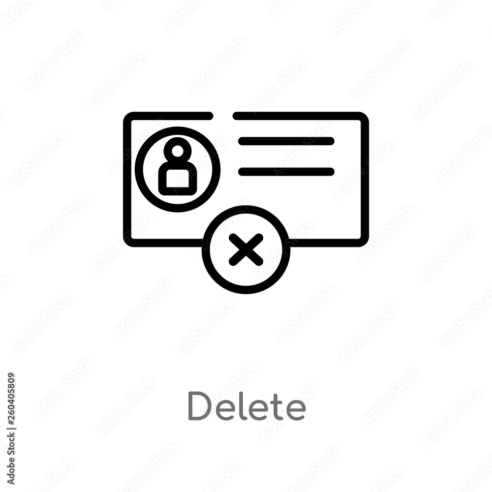 Poster outline delete vector icon. isolated black simple line element illustration from gdpr concept. edita