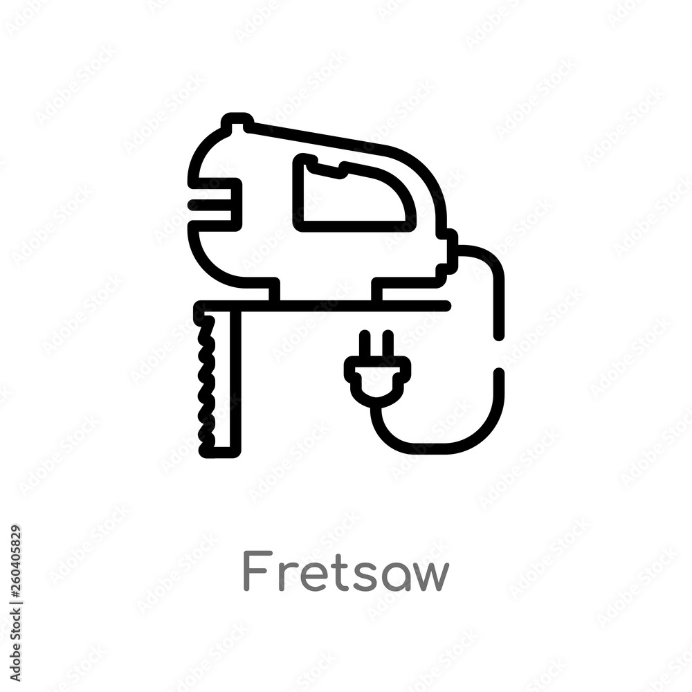 Aufkleber outline fretsaw vector icon. isolated black simple line element illustration from general concept. e