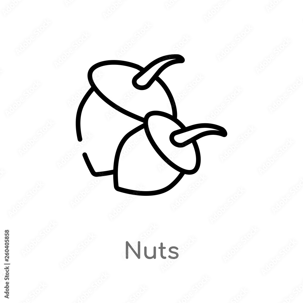 Poster outline nuts vector icon. isolated black simple line element illustration from general concept. edit