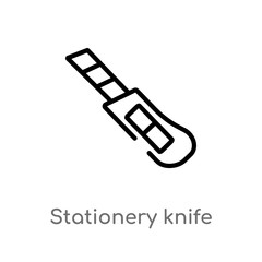 outline stationery knife vector icon. isolated black simple line element illustration from general concept. editable vector stroke stationery knife icon on white background