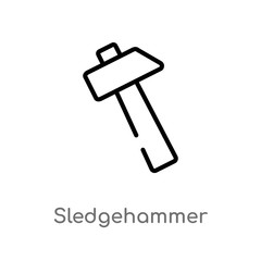 outline sledgehammer vector icon. isolated black simple line element illustration from general concept. editable vector stroke sledgehammer icon on white background