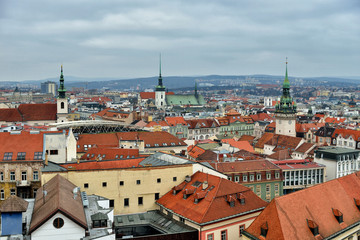 Fototapeta na wymiar BRNO, CZECH REPUBLIC - panoramic view on the old town of Brno, Czech Republic