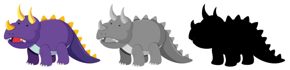 Set of triceratops character