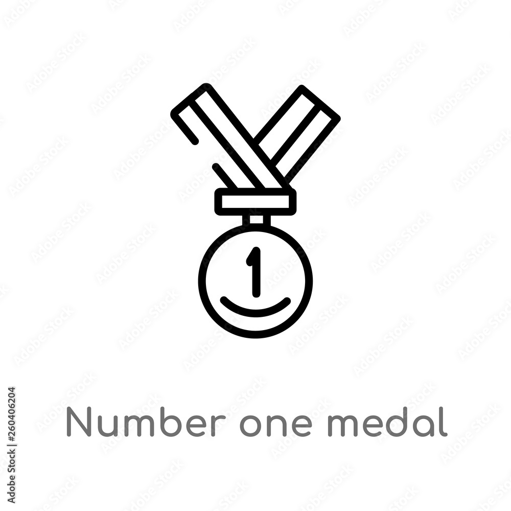 Poster outline number one medal vector icon. isolated black simple line element illustration from general c
