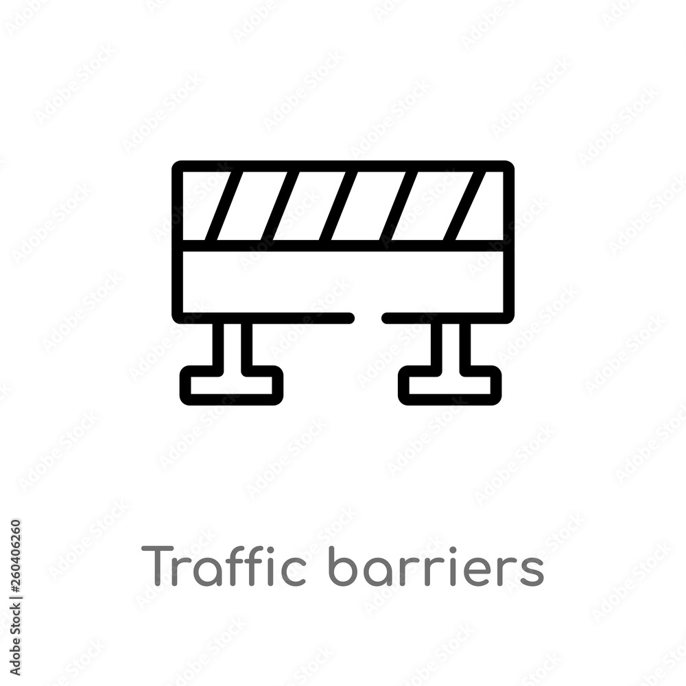 Poster outline traffic barriers vector icon. isolated black simple line element illustration from general c
