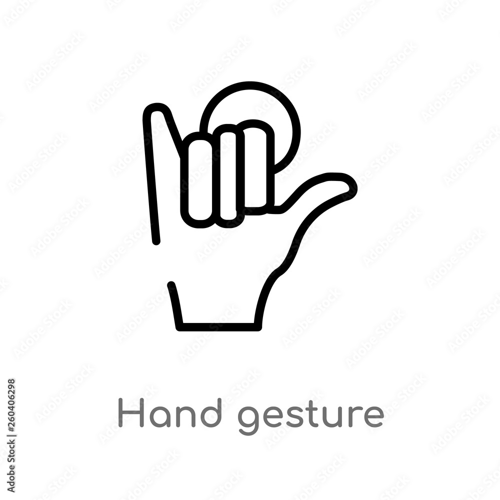 Poster outline hand gesture vector icon. isolated black simple line element illustration from gestures conc