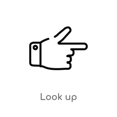 outline look up vector icon. isolated black simple line element illustration from gestures concept. editable vector stroke look up icon on white background