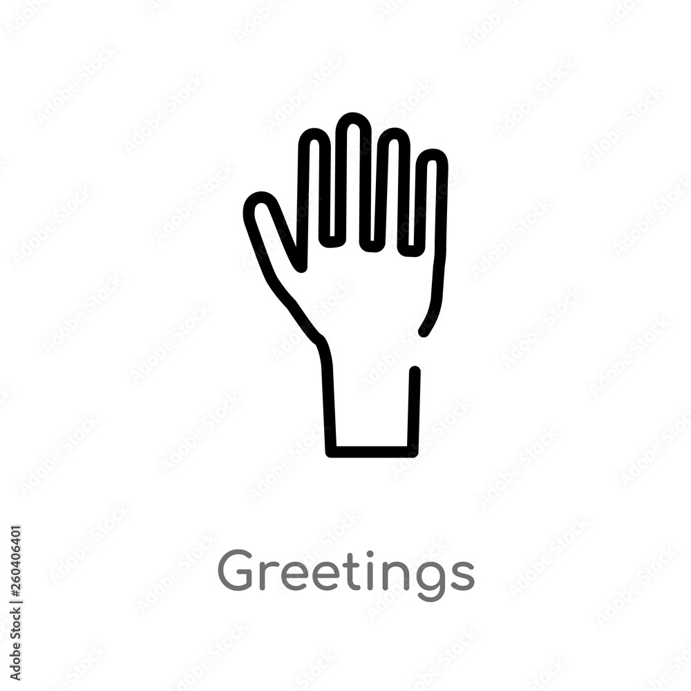 Poster outline greetings vector icon. isolated black simple line element illustration from gestures concept