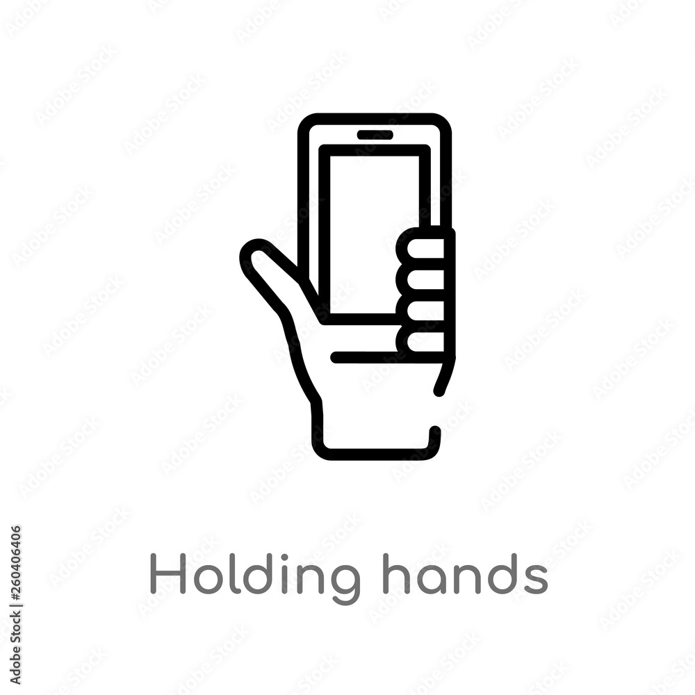 Poster outline holding hands vector icon. isolated black simple line element illustration from gestures con