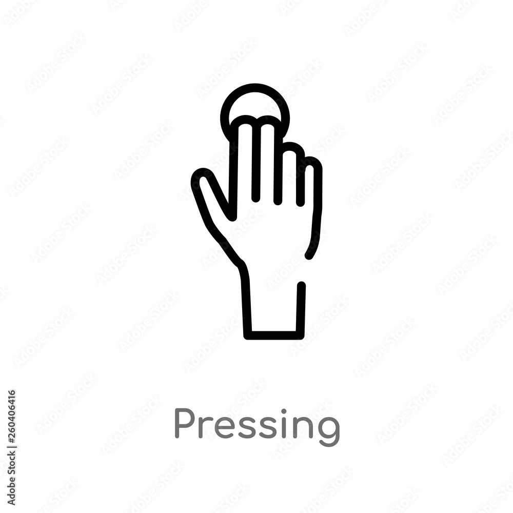 Poster outline pressing vector icon. isolated black simple line element illustration from gestures concept.