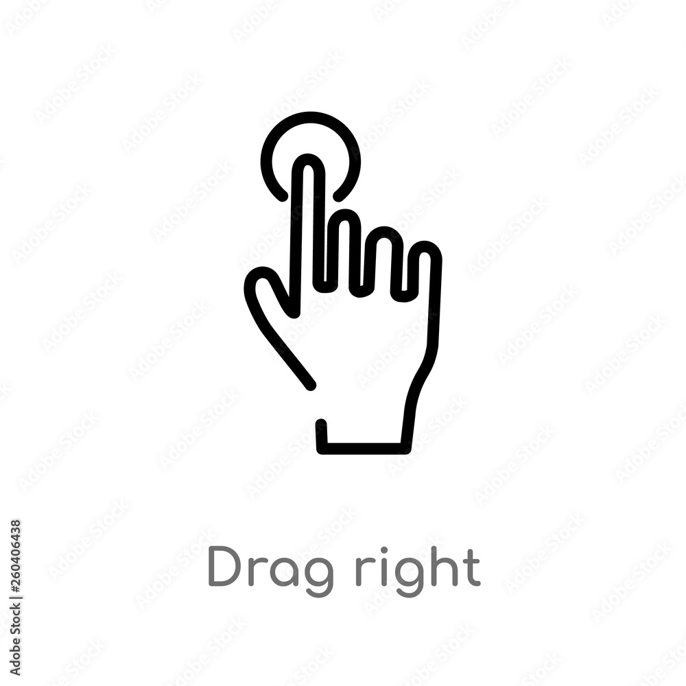 Poster outline drag right vector icon. isolated black simple line element illustration from gestures concep