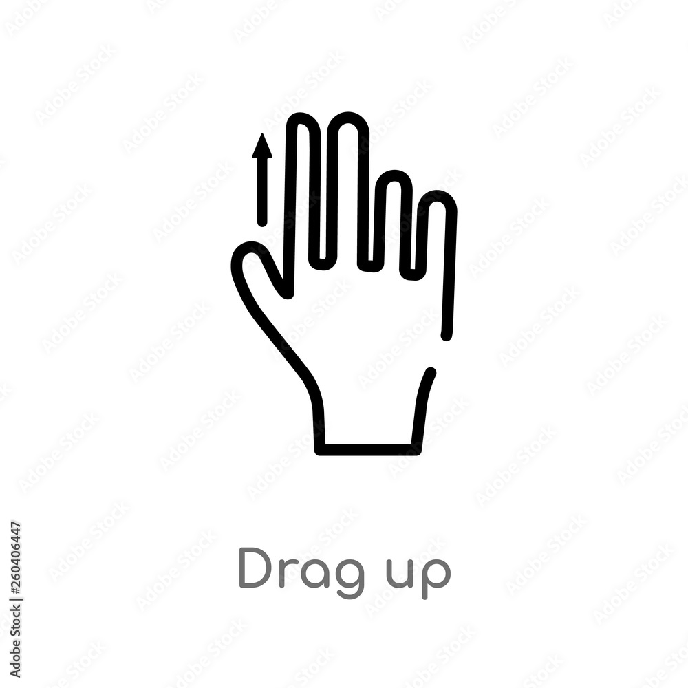 Poster outline drag up vector icon. isolated black simple line element illustration from gestures concept. 